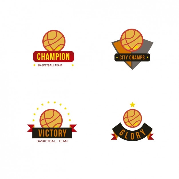 Vecteur gratuit la collecte des badges de basket-ball