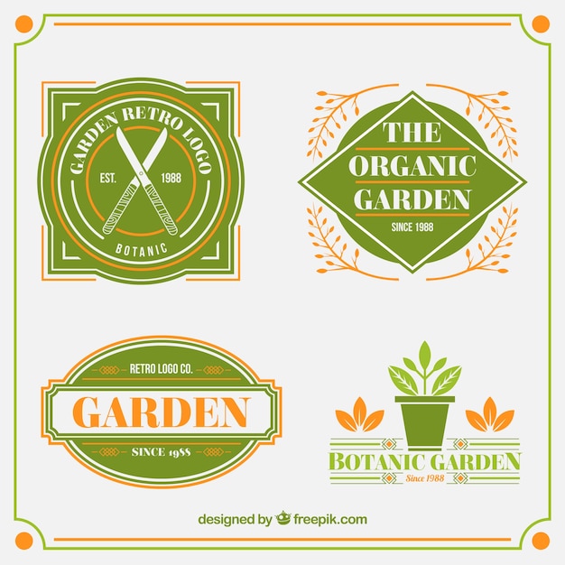 Vecteur gratuit la collecte des badges de jardin