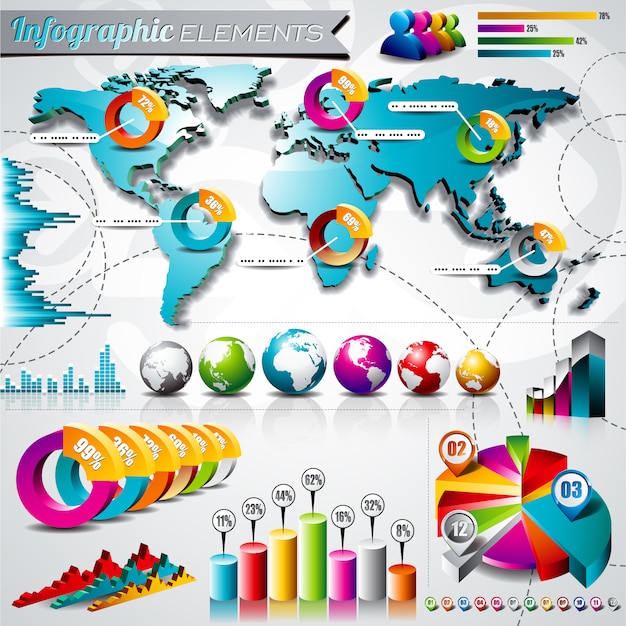 Vecteur gratuit la collecte des éléments infographiques