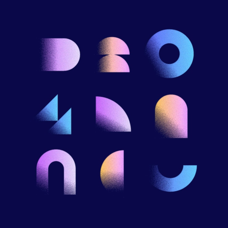 Vecteur gratuit collecte de formes granuleuses en gradient