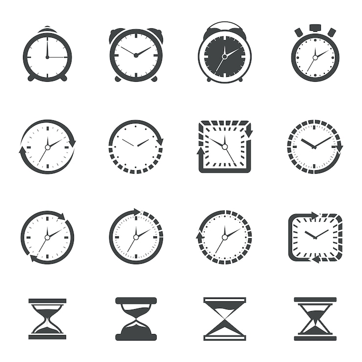 Vecteur gratuit collecte d'icônes de temps