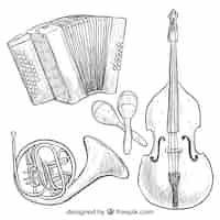 Vecteur gratuit la collecte des instruments dessinés à la main