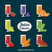 Vecteur gratuit la collecte des jus en design plat avec des fruits