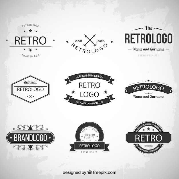 Vecteur gratuit la collecte des logos rétro