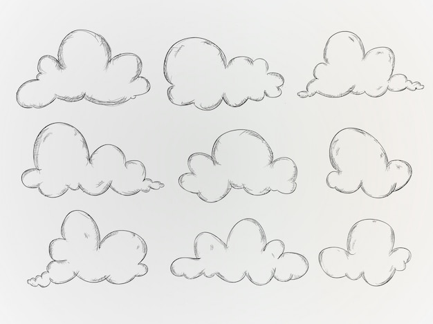 Vecteur gratuit collecte de nuages ​​dessiné à la main