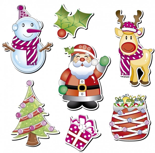 Vecteur gratuit la collecte des personnages de noël