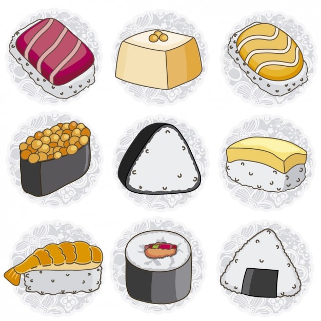 Vecteur gratuit collecte des sushis dessiné à la main