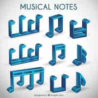 Vecteur gratuit collection de 3d notes de musique