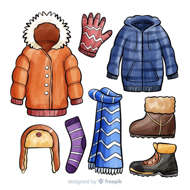 Vecteur gratuit collection d'accessoires d'hiver