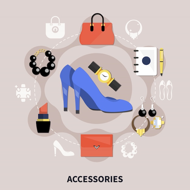 Vecteur gratuit collection d'accessoires plats