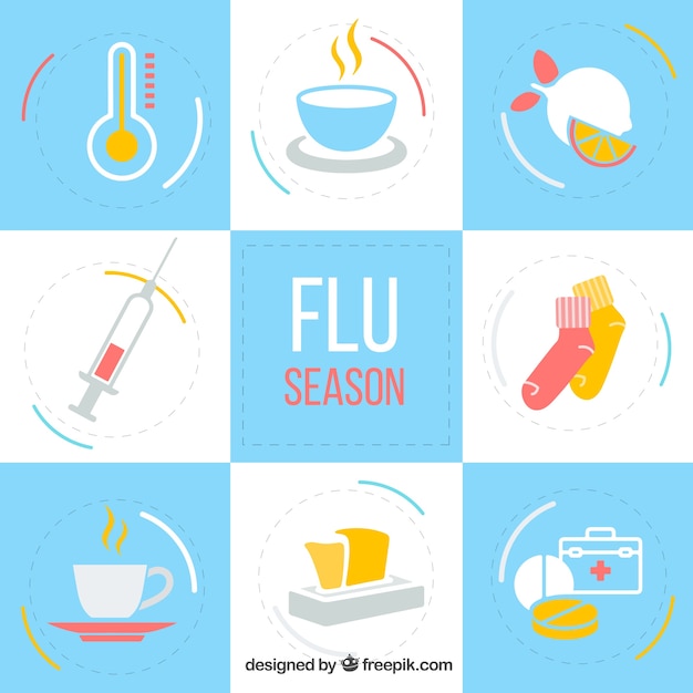 Vecteur gratuit collection d'accessoires de la saison de la grippe