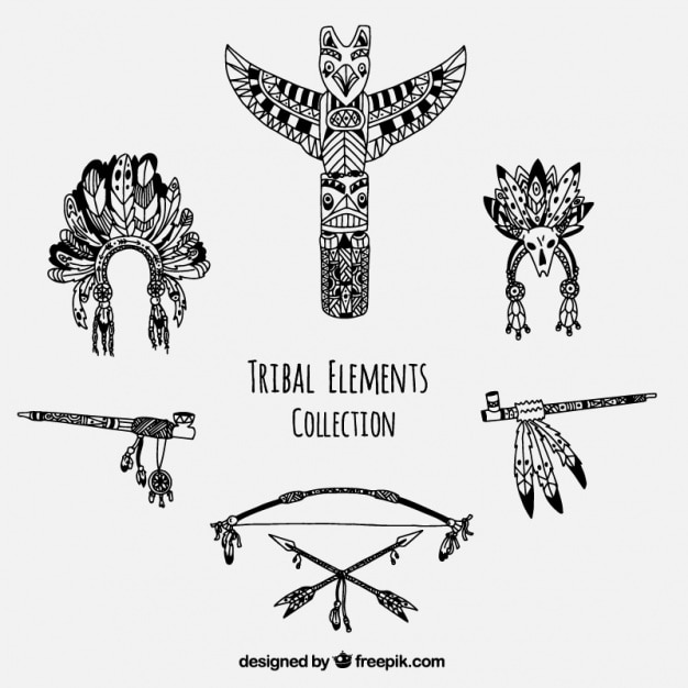 Collection d&#39;accessoires tribaux dessinés à la main