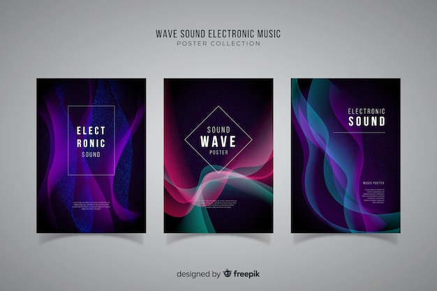 Collection D'affiches De Musique électronique Wave Sound