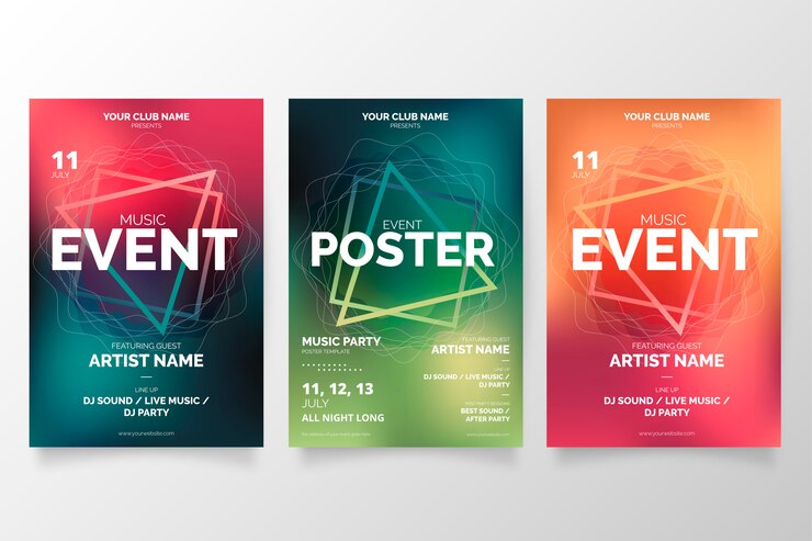 Vecteur gratuit collection d&#39;affiches de musique moderne