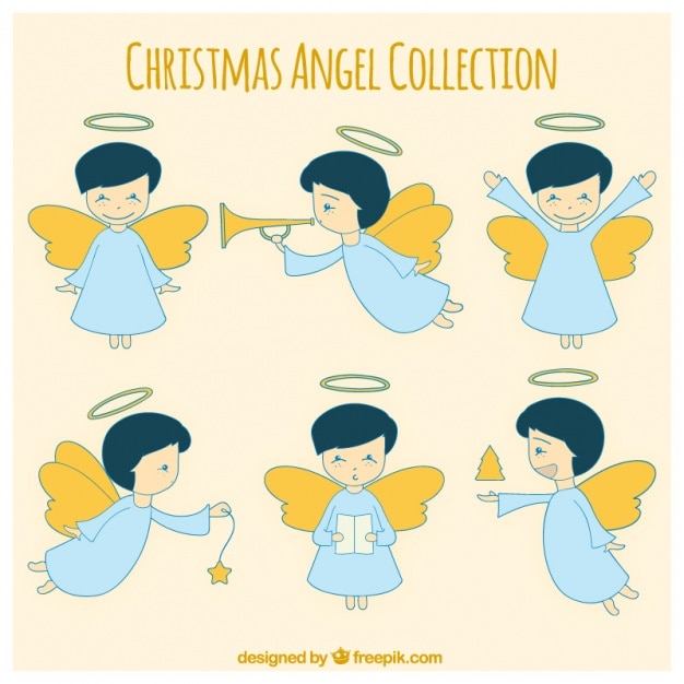 Collection D'anges De Noël Dessinés à La Main