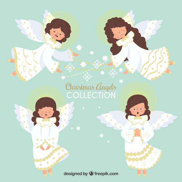 Collection D'anges De Noël Dessinés à La Main