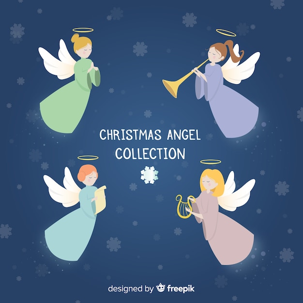 Vecteur gratuit collection d'anges de noël