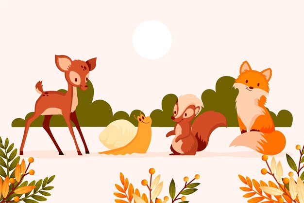 Collection d'animaux d'automne