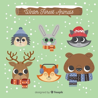 Collection d'animaux forestiers d'hiver
