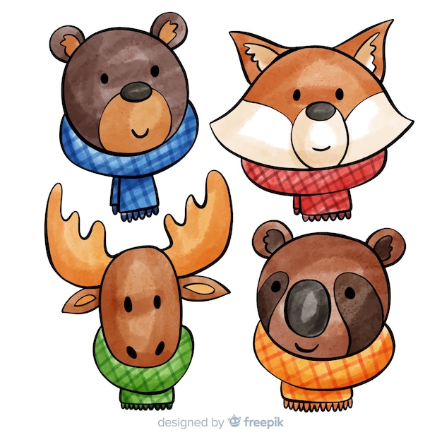 Collection d&#39;animaux de la forêt d&#39;hiver