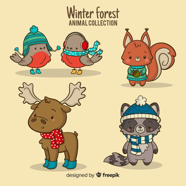 Collection d&#39;animaux de la forêt d&#39;hiver
