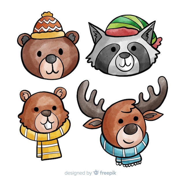 Collection D'animaux Mignons D'hiver