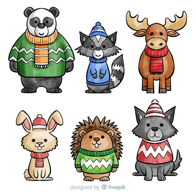 Collection d&#39;animaux mignons d&#39;hiver