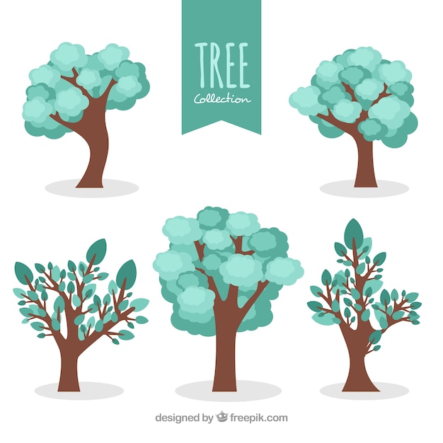 Vecteur gratuit collection d'arbre dans le style plat