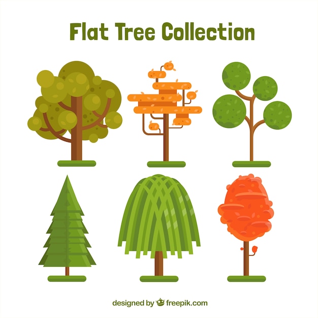 Vecteur gratuit collection d'arbre design plat