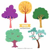 Vecteur gratuit collection d'arbres dans un style dessiné à la main