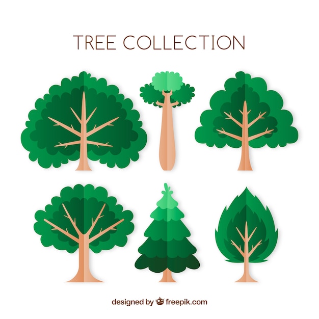 Vecteur gratuit collection d'arbres dans un style dessiné à la main