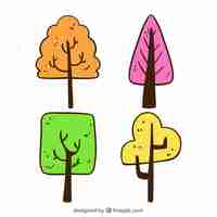 Vecteur gratuit collection d'arbres dans un style dessiné à la main