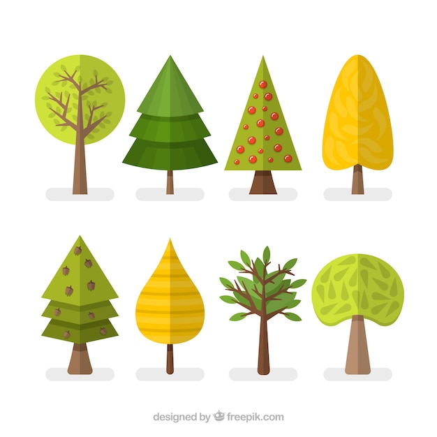 Vecteur gratuit collection d'arbres dans le style plat