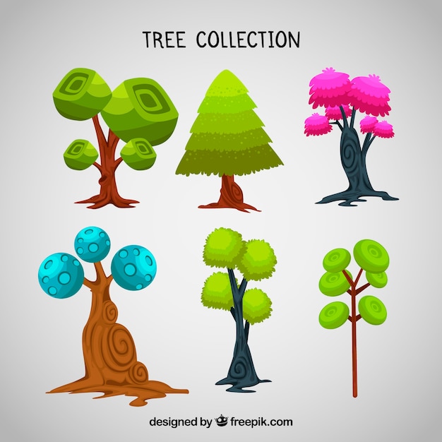 Vecteur gratuit collection d'arbres dans le style plat