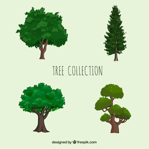 Vecteur gratuit collection d'arbres dans un style réaliste