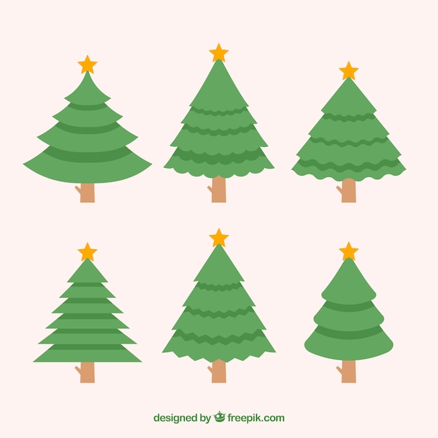 Collection D'arbres De Noël Simples De Différentes Formes
