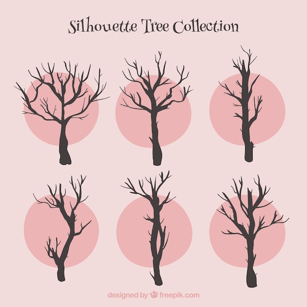 Vecteur gratuit collection d'arbres de silhouettes