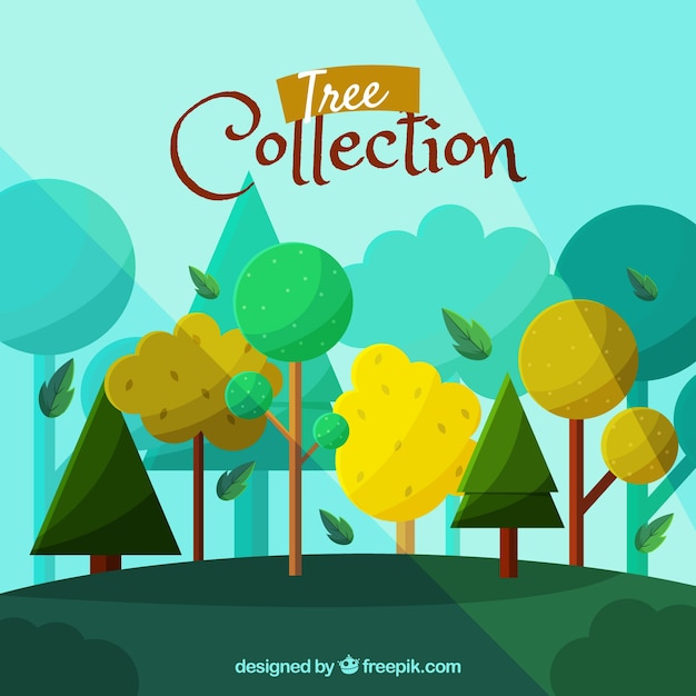 Vecteur gratuit collection d'arbres en syle plat