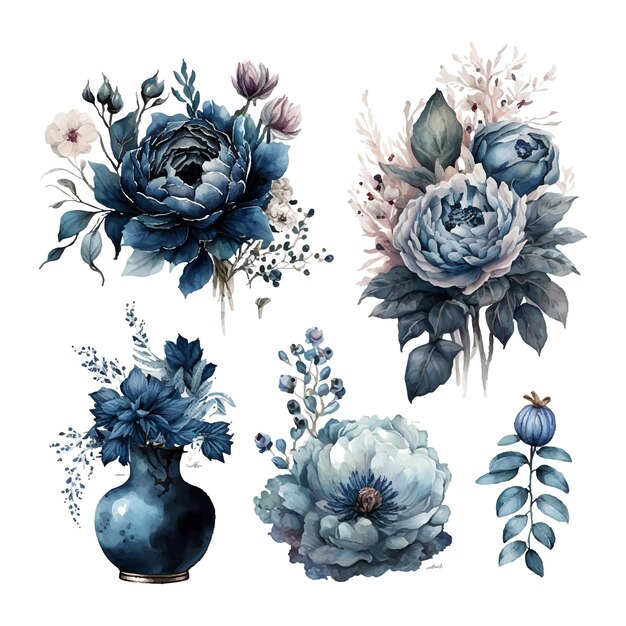 Collection d'arrangements floraux aquarelle générative ai