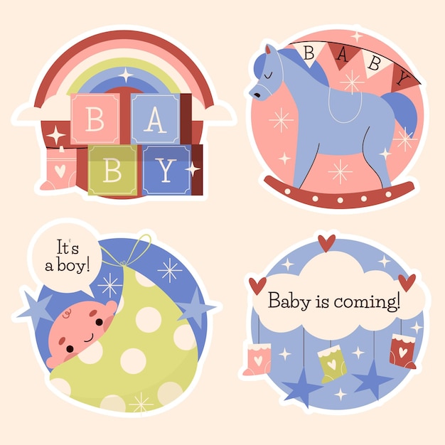 Collection d'autocollants bébé aux couleurs claires