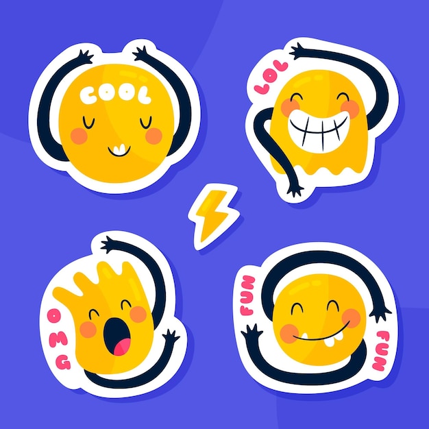 Vecteur gratuit collection d'autocollants illustration emoji