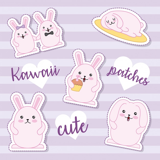 Collection D'autocollants Kawaii Le Jour De Pâques