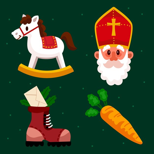 Collection d'autocollants plats pour les vacances de Sinterklaas