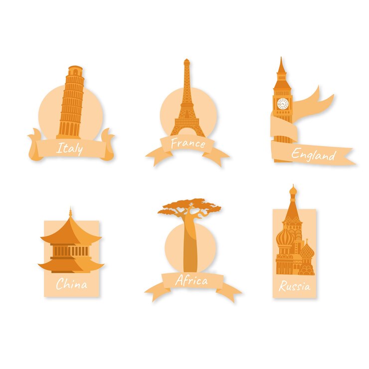 Vecteur gratuit collection d'autocollants de voyage plats