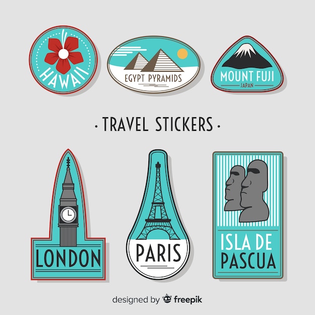 Collection d'autocollants de voyage