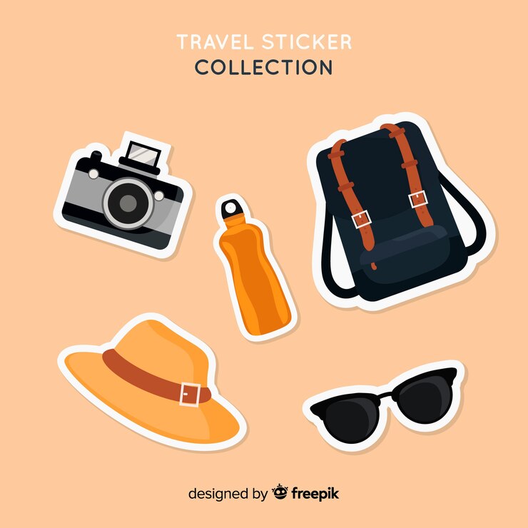 Vecteur gratuit collection d&#39;autocollants de voyage