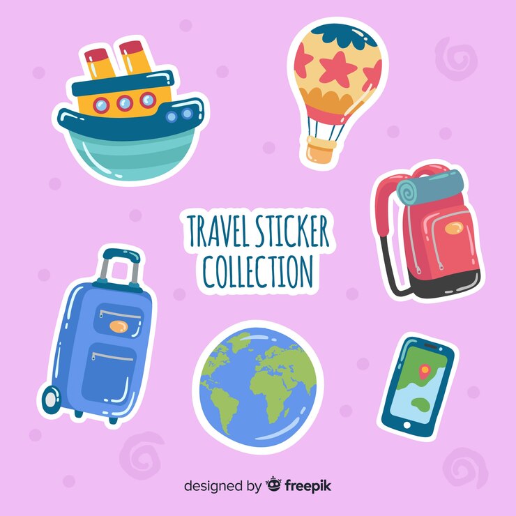 Vecteur gratuit collection d'autocollants de voyage