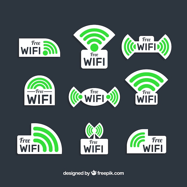 Vecteur gratuit collection d'autocollants wifi