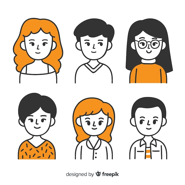 Vecteur gratuit collection d'avatar de personnes dessinées à la main