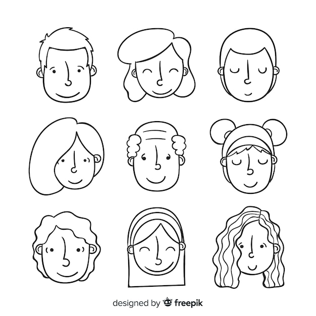 Vecteur gratuit collection d'avatar de personnes dessinées à la main